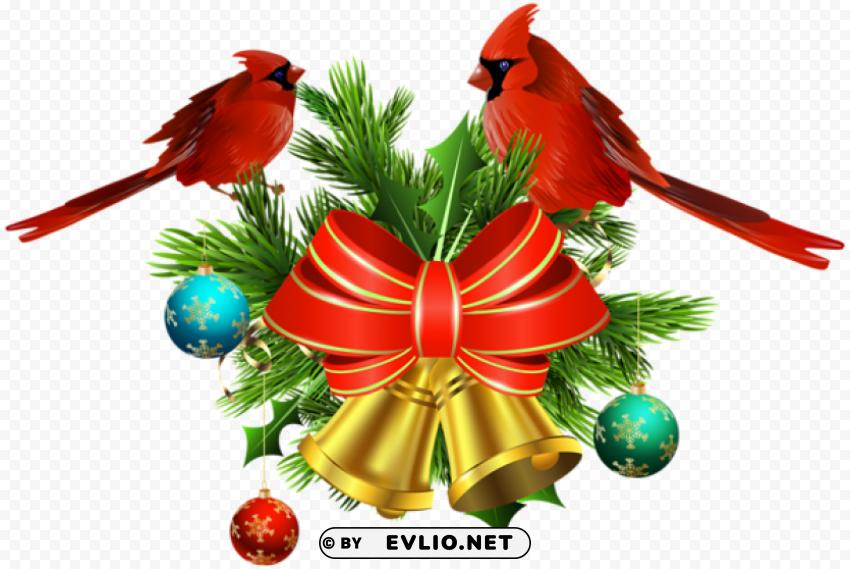 christmas bells and birds decor HighQuality Transparent PNG Isolated Object