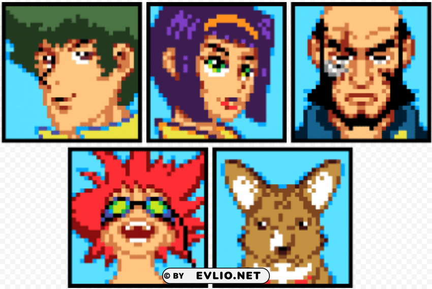 cowboy bebop pixel art Transparent Background PNG Isolated Character