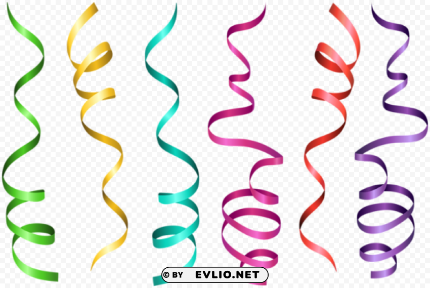 curly ribbons Clean Background Isolated PNG Character