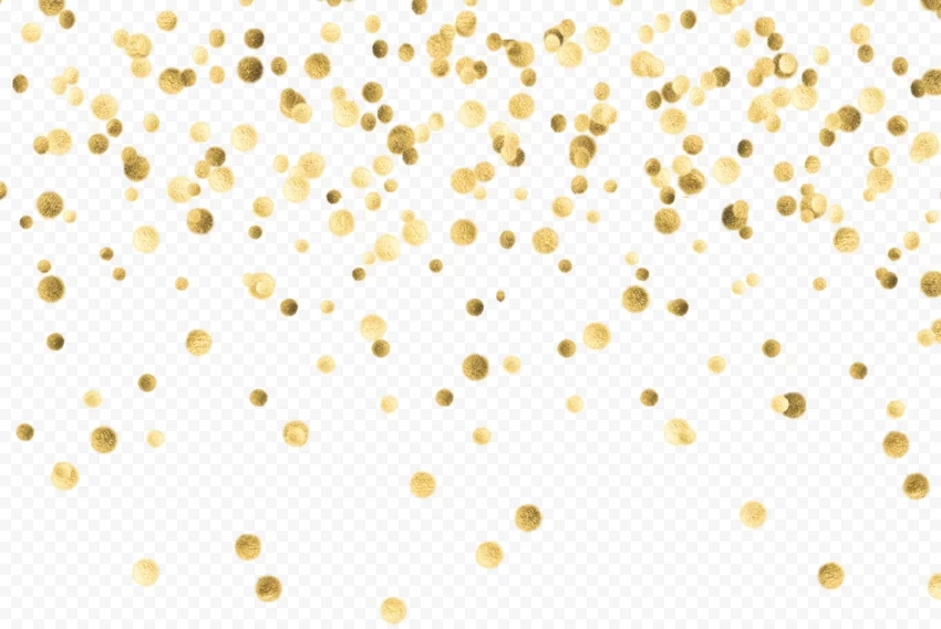 Golden Confetti for Festive Holidays Isolated Character with Transparent Background PNG
