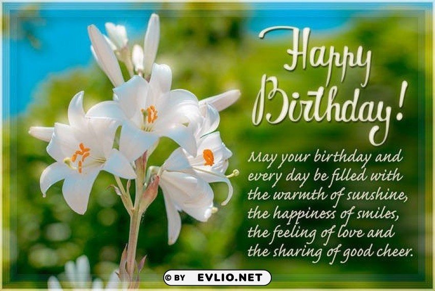 happy birthday card with flower Isolated Character on Transparent PNG