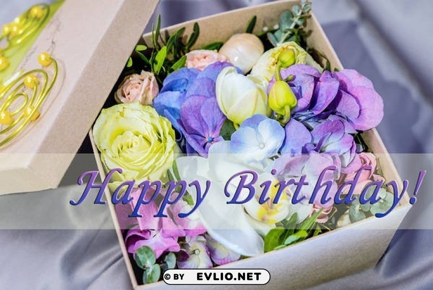 Happy Birthday Card With Flowers HighQuality PNG With Transparent Isolation