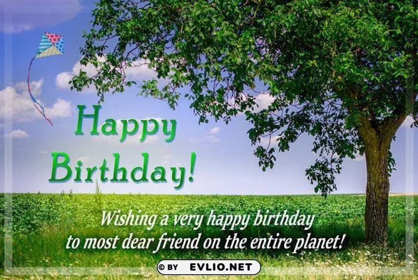 Happy Birthday Card With Tree Isolated Character In Transparent PNG Format