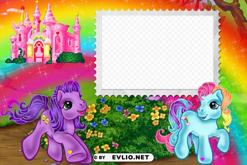 ponies kids transparent frame Isolated Character with Clear Background PNG