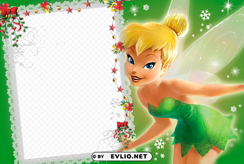 green kids transparent frame with fairy Isolated Element in HighQuality PNG