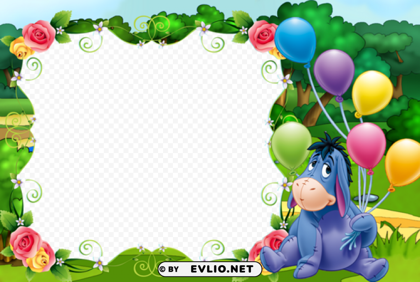 kidsframe with eeeyore and balloons HighResolution Transparent PNG Isolation