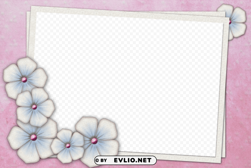 large pink transparent frame with flowers PNG pictures with no background required