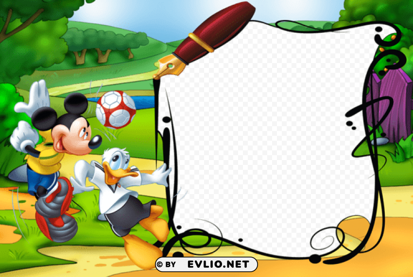 mickey mouse and duck kidsphoto frame Isolated PNG Graphic with Transparency