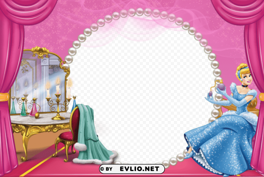 Pink Cute Kids Cinderellaframe Isolated Item On HighQuality PNG