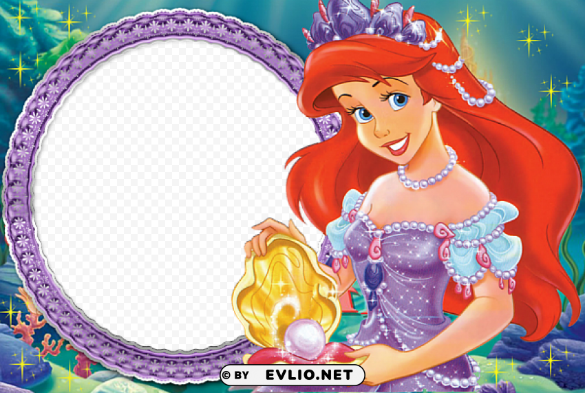 princess ariel kids transparent frame Isolated Design Element in PNG Format