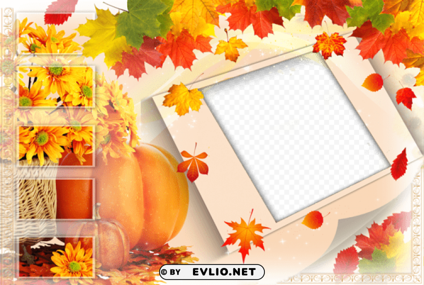 transparent fall frame with fall leaves PNG Image Isolated with Clear Background