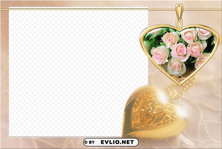 Transparent Frame With Heart Pendant And Roses PNG Images With Clear Alpha Layer