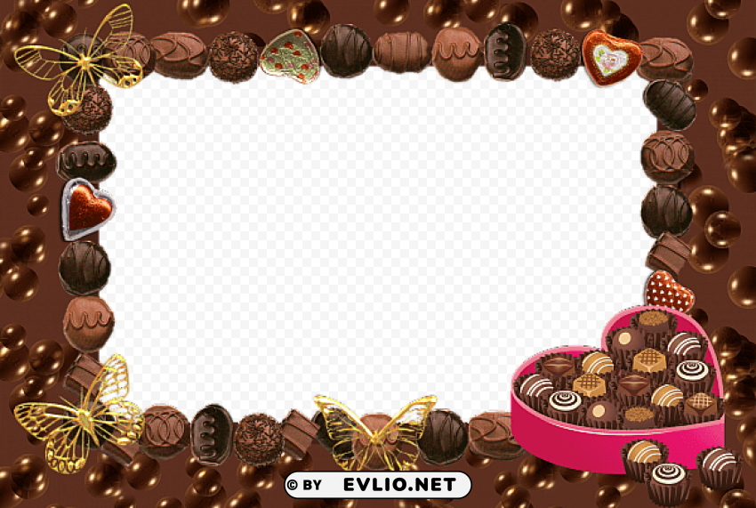  frame with hearts and chocolates Transparent PNG image