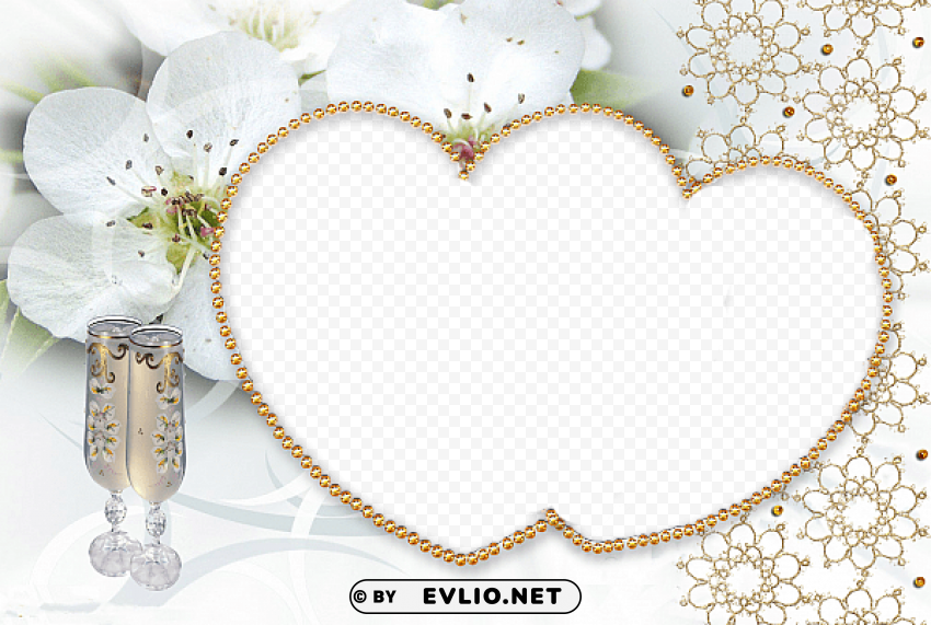 white hearts transparent frame PNG clipart with transparency