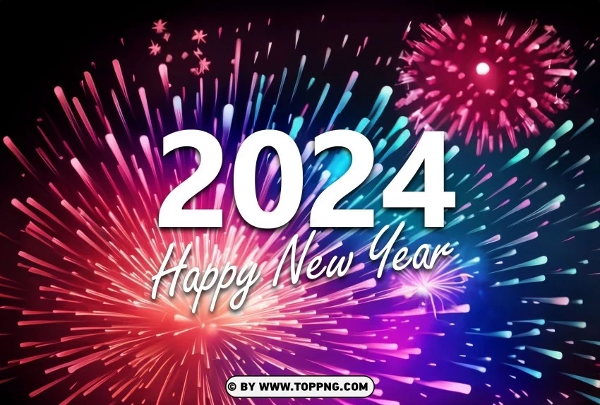 2024 Fireworks Spectacle Premium Background for New Year's PNG images for printing
