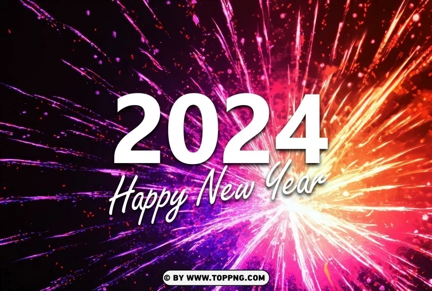 Capture the Moment Happy New Year 2024 with Stunning Fireworks PNG images no background