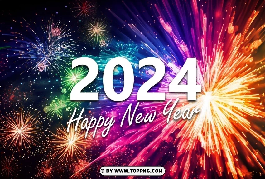 Download High-Quality Happy New Year 2024 Fireworks Background PNG images alpha transparency