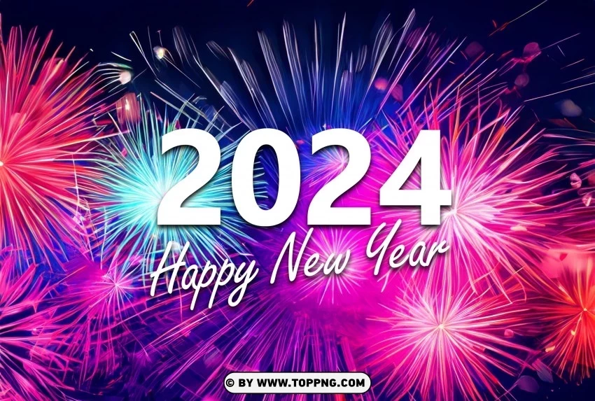 Download the Best New Year 2024 Fireworks Celebration Background PNG images for banners