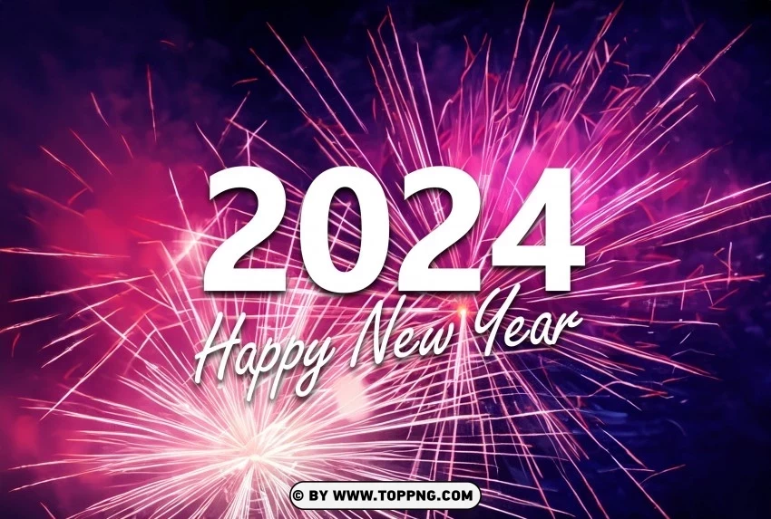 Elevate Your Happy New Year 2024 Fireworks HD Background PNG images for graphic design