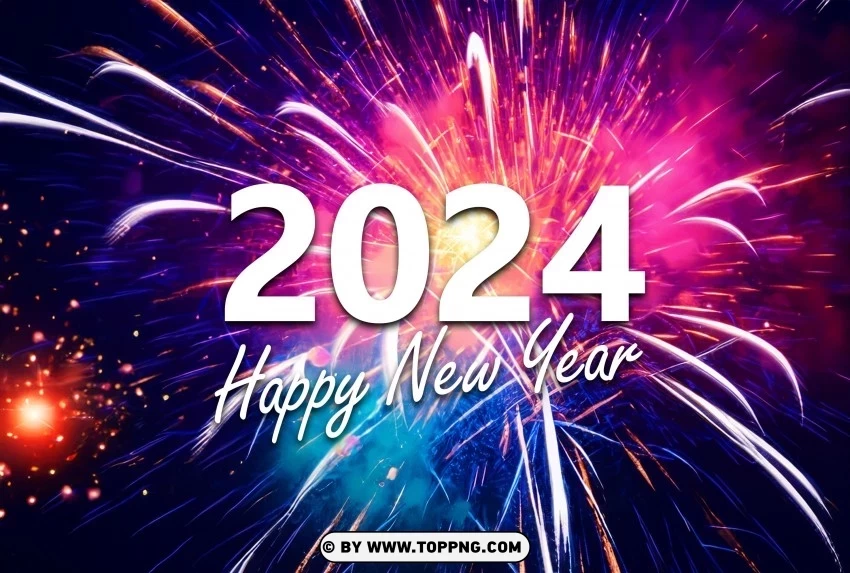 Enhance Your Design New Year 2024 Fireworks Art in HD PNG images for mockups