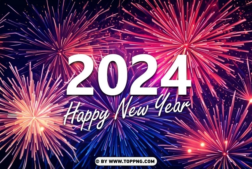 Experience the Brilliance Happy New Year 2024 Fireworks in HD Background PNG images for personal projects
