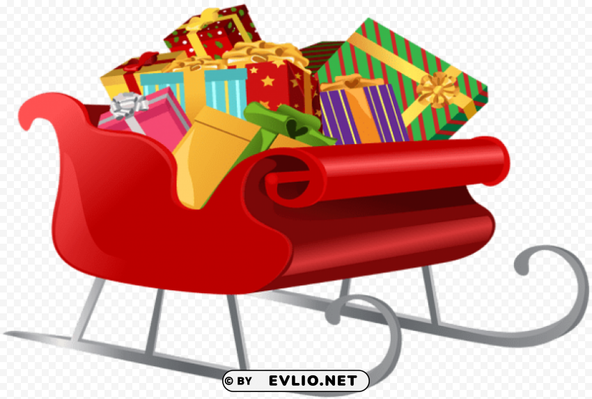 santa sleigh with gifts PNG picture