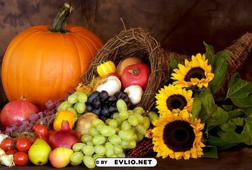 Autumnwith Pumpkin And Cornucopia PNG Files With Alpha Channel