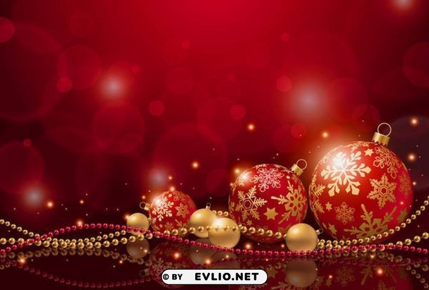 red christmaswith christmas balls Isolated Item on Clear Transparent PNG