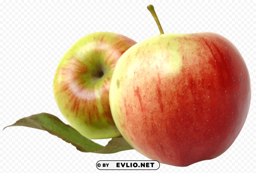 Two Red Apples with Leaves PNG high resolution free