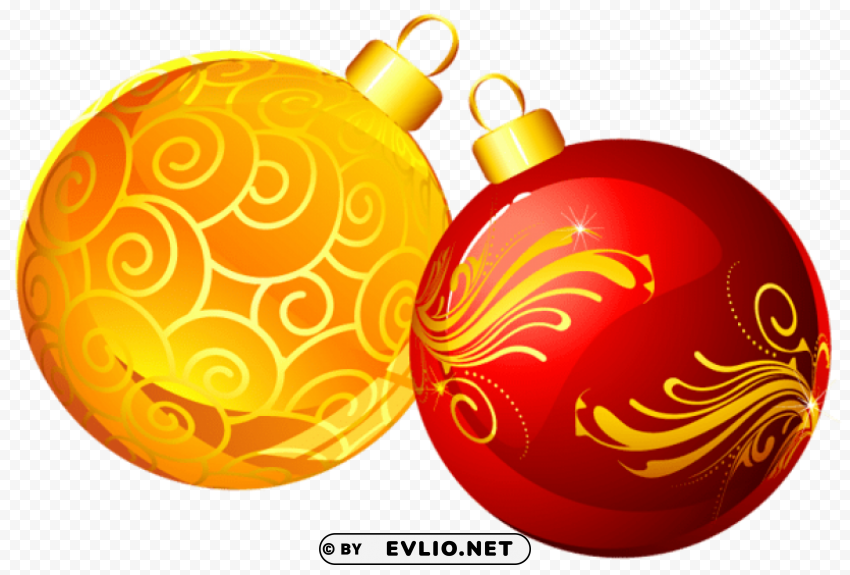 christmas yellow red ornaments High-resolution PNG