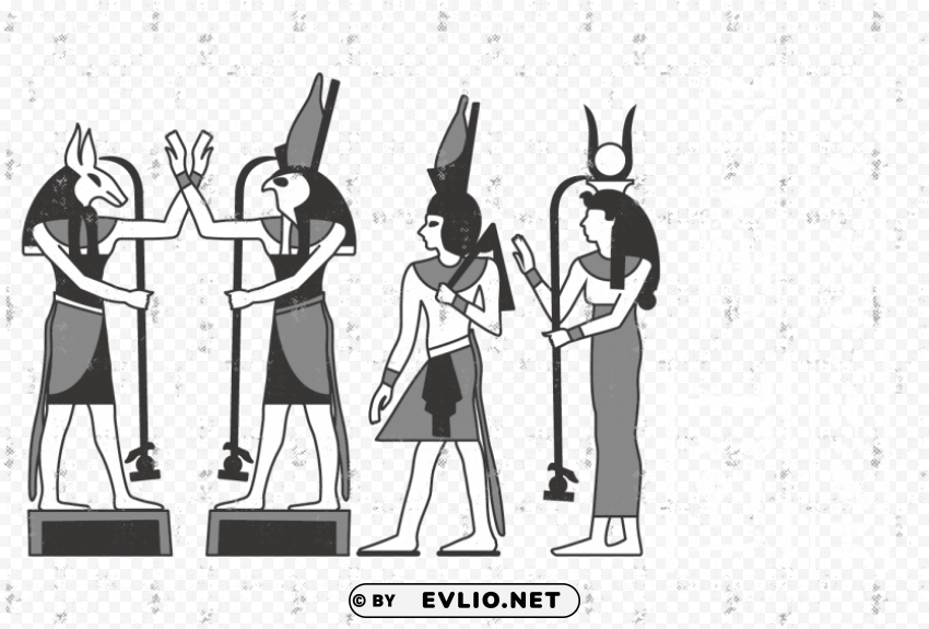 Black and white Pharaonic drawings PNG images with alpha channel diverse selection