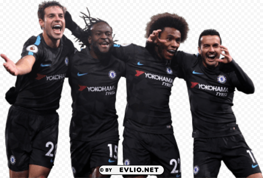 césar azpilicueta victor moses willian & pedro rodríguez Isolated Artwork on HighQuality Transparent PNG