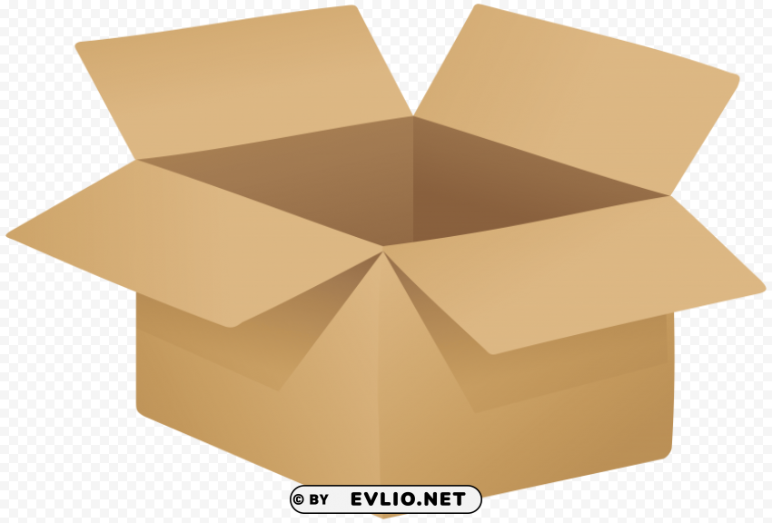 Open Cardboard Box PNG Isolated Illustration With Clear Background