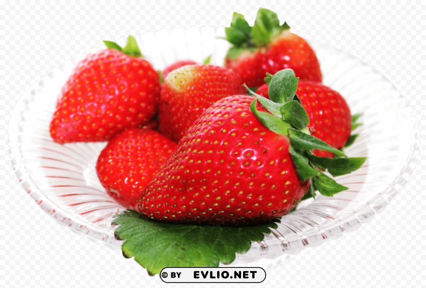 red strawberry in white plate Isolated Graphic with Transparent Background PNG
