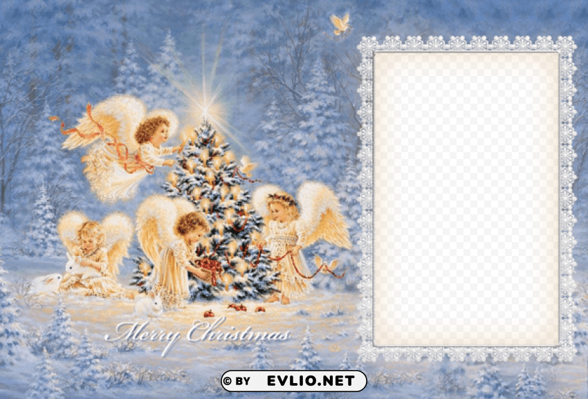 christmas angels photo frame PNG transparent pictures for projects