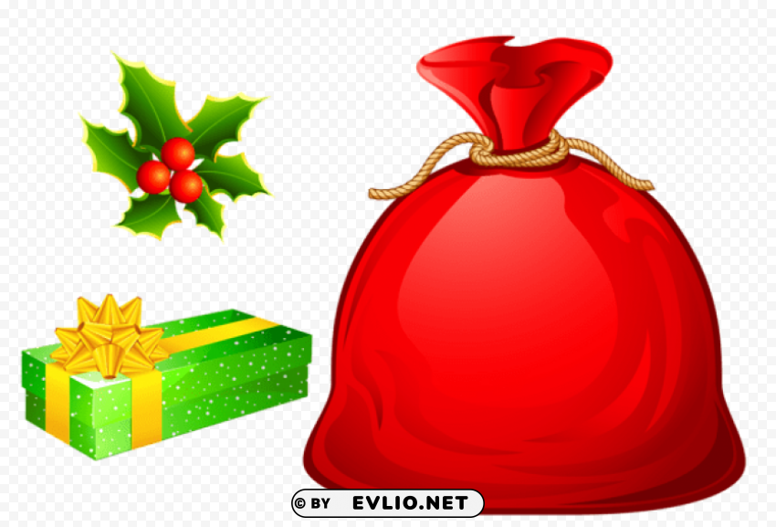  santa bag and ornaments PNG transparent vectors