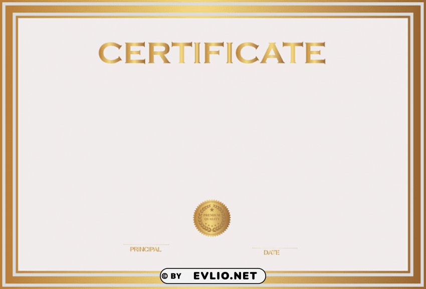 white and gold certificate template PNG Image with Clear Isolated Object