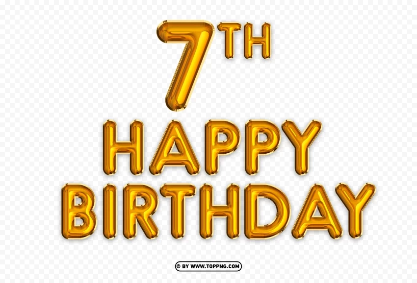 7th birthday gold balloon Clear Background PNG Isolated Item - Image ID 34441575