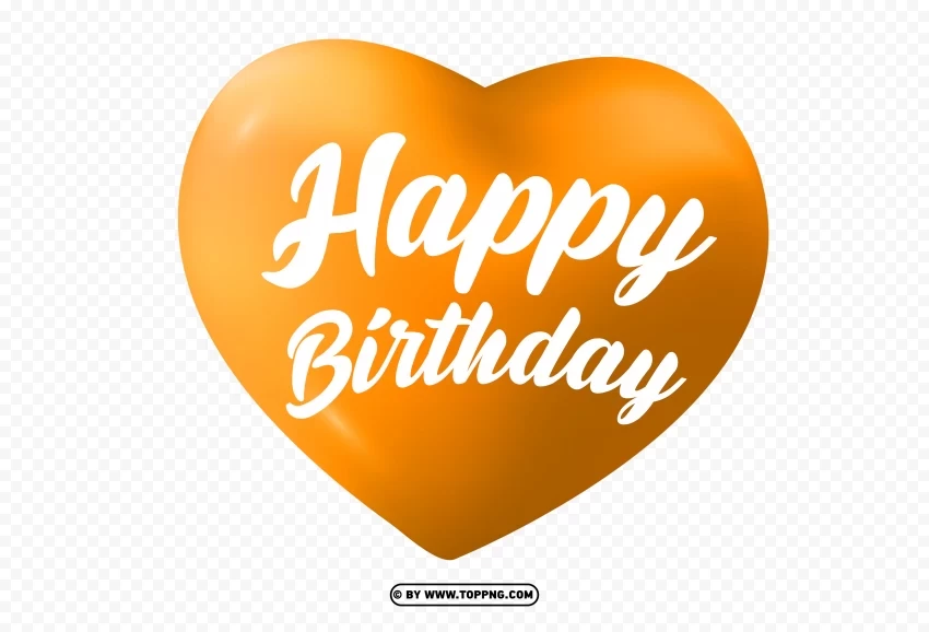 Gold happy birthday Heart Clipart ClearCut Background PNG Isolated Subject