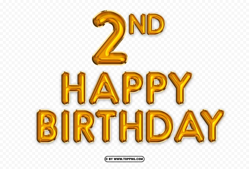 Happy 2nd birthday gold foil balloon Image Clear PNG images free download - Image ID 8839133f