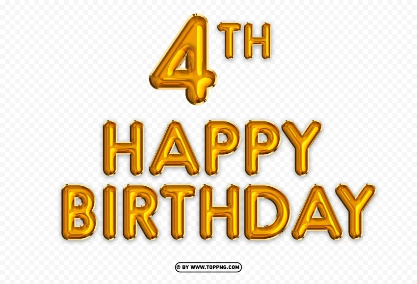 happy 4th birthday gold Balloon Images Clear PNG pictures comprehensive bundle - Image ID f8e86a74