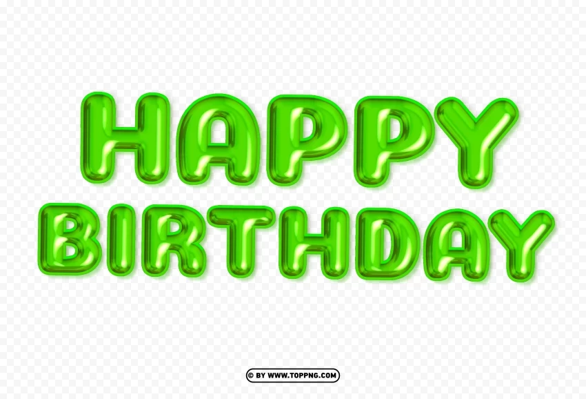 Happy Birthday Green Balloons Words Free PNG images with alpha channel set