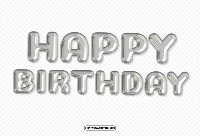 Happy Birthday Silver Balloons Words Free PNG images with alpha transparency comprehensive compilation