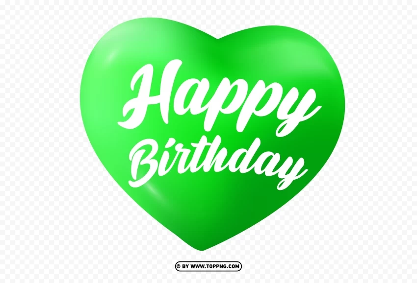 HD happy birthday Heart Green Free download PNG with alpha channel