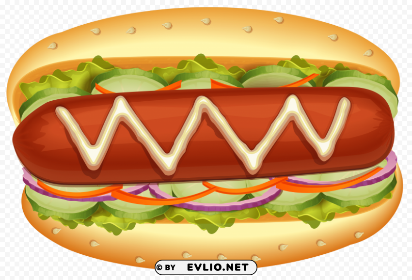 hot dog with salad PNG graphics with alpha transparency bundle
