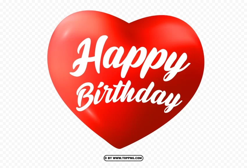 Red happy birthday Heart ClearCut PNG Isolated Graphic