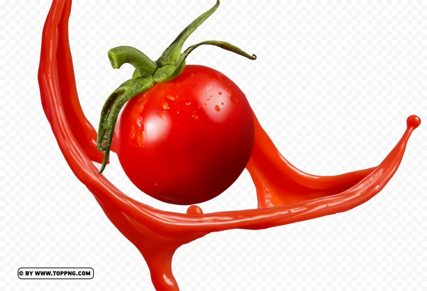Tomato Red Sauce Splash HD PNG Image Isolated on Transparent Backdrop