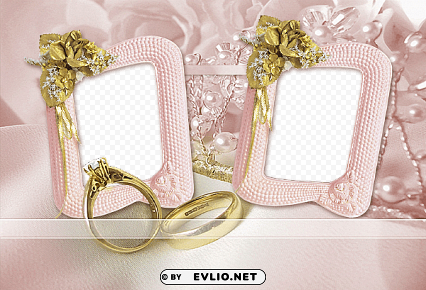 large wedding frame with rings Transparent Cutout PNG Isolated Element