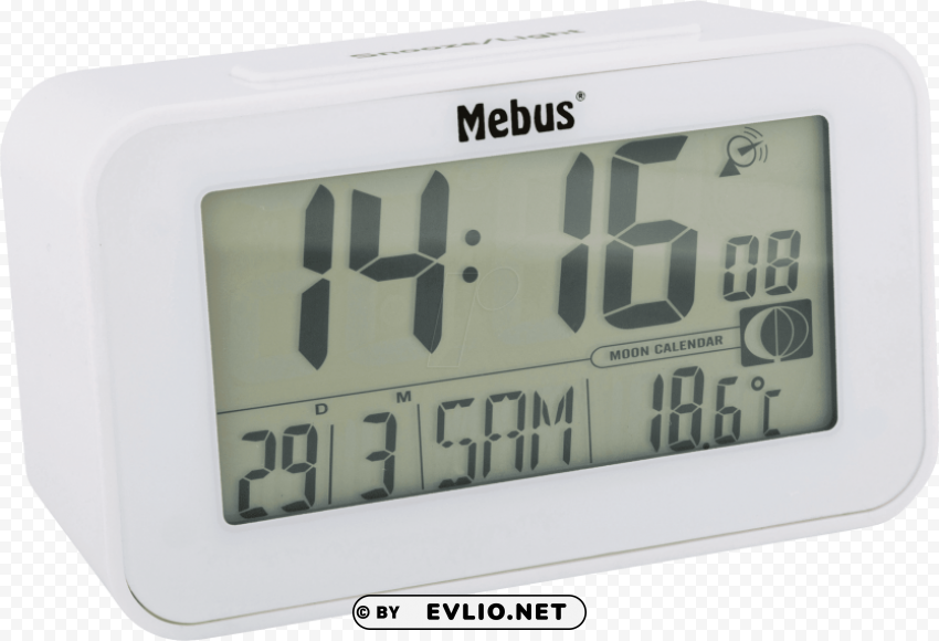mebus funkwecker mit thermometer weiß Isolated Character in Clear Transparent PNG