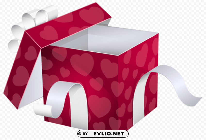 open pink gift box PNG transparent photos for presentations